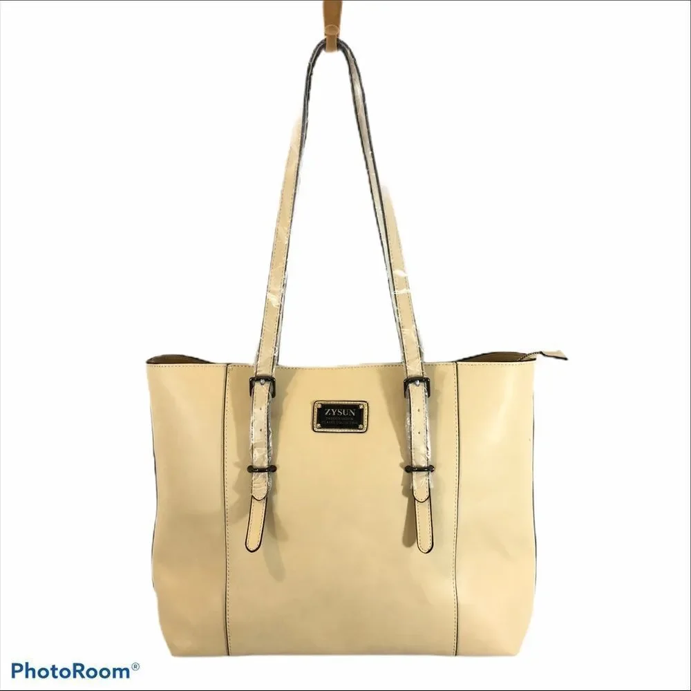 Brand New Cream‎ Vegan Leather Laptop Bag Zysun